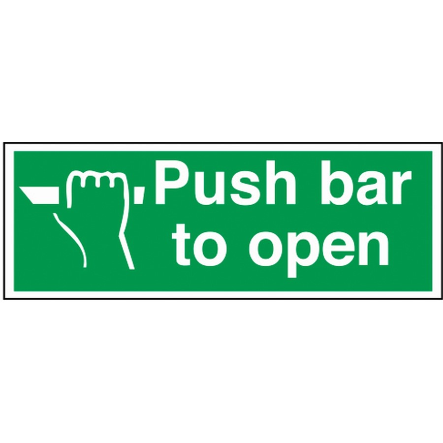 PUSH BAR TO OPEN SIGN 12137 300X150MM RIGID PLASTIC