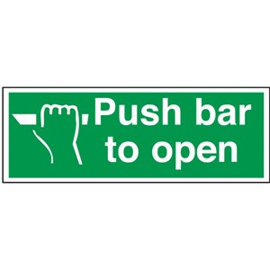 PUSH BAR TO OPEN SIGN 12137 300X150MM RIGID PLASTIC