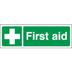 FIRST AID SIGN 300X100MM RIGID PLASTIC 12051