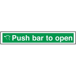 PUSH BAR TO OPEN SIGN 12139 300X100MM RIGID PLASTIC