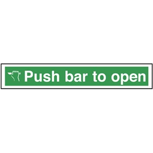 PUSH BAR TO OPEN SIGN 12141 600X100MM RIGID PLASTIC