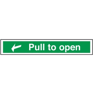 PULL TO OPEN SIGN 12145 300X75MM  RIGID PLASTIC