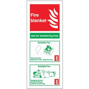 FIRE BLANKET SIGN 202 X 82MM RIGID PLASTIC 12361 AP6T