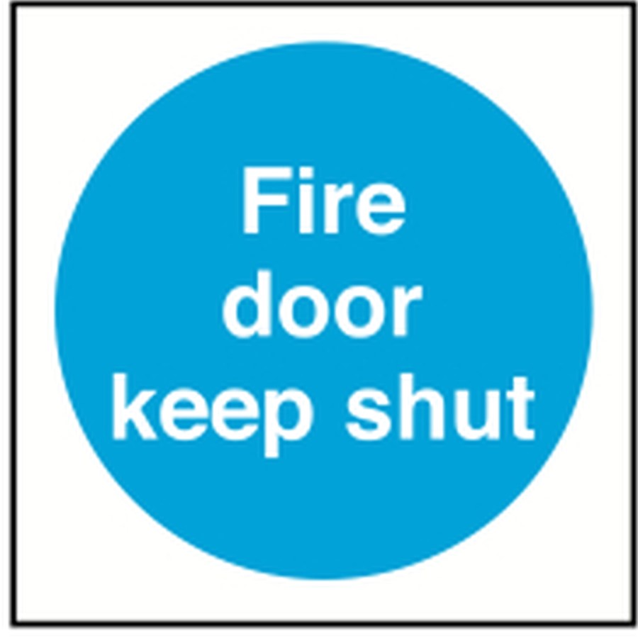 FIRE DOOR KEEP SHUT 100 X 100 MM SELF ADHESIVE VINYL