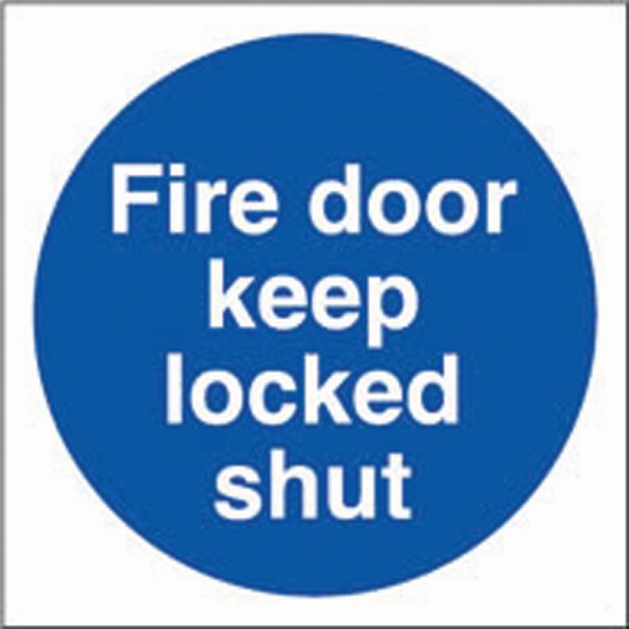 FIRE DOOR KEEP LOCKED SHUT 80 X 80MM SELF ADHESIVE VINYL