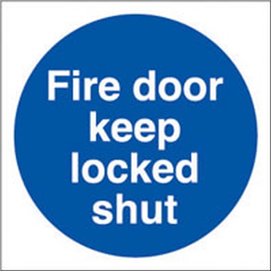 FIRE DOOR KEEP LOCKED SHUT 100 X 100MM SELF ADHESIVE VINYL