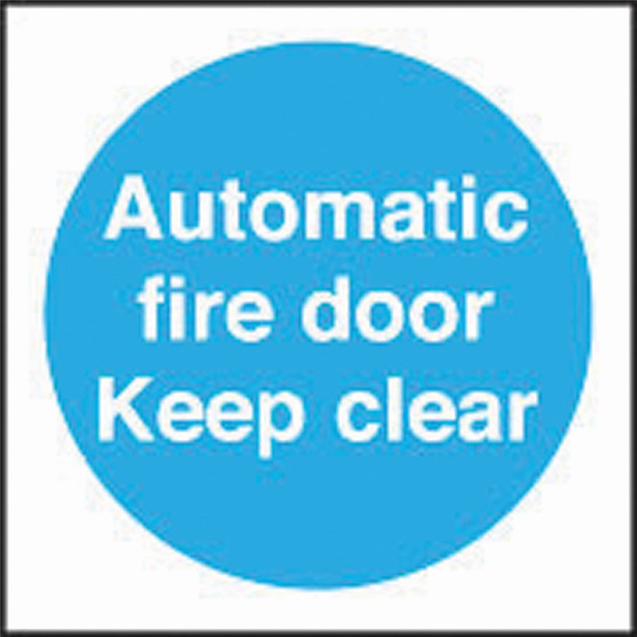 AUTOMATIC FIRE DOOR KEEP CLEAR 100 X 100MM SELF ADHESIVE VINYL