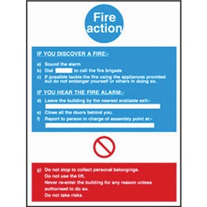 FIRE ACTION SIGN 11463 200X300MM  RIGID PLASTIC  AP6N