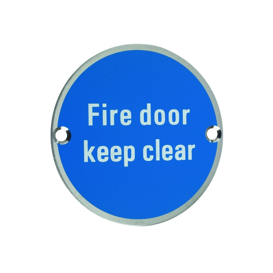 FIRE DOOR KEEP CLEAR CIRCULAR DISC SAA 76MM DIA SC/FIX