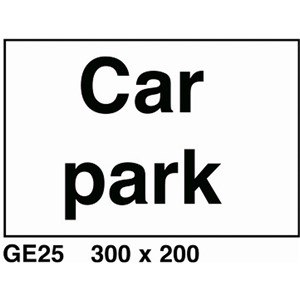 CAR PARK SIGN 300X200MM RIGID PLATIC             GE25R  AP8G