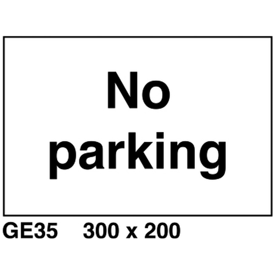 NO PARKING SIGN 300X200MM RIGID PLASTIC      GE35R  AP8G