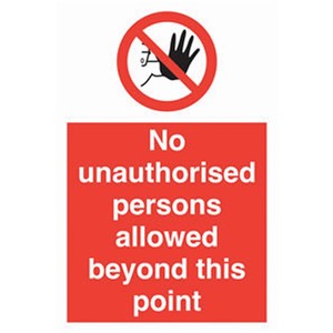 NO UNAUTHORISED PERSONS SIGN 400X600MM RIGID PLASTIC   AP9W