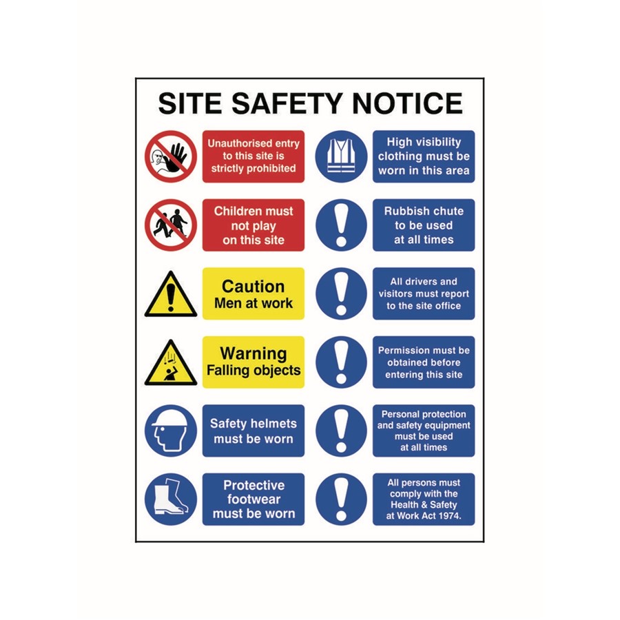 SITE SAFETY NOTICE 800 X 600 FOAMEX, COMPLETE SITE INFO