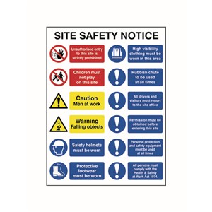 SITE SAFETY NOTICE 800 X 600 FOAMEX, COMPLETE SITE INFO