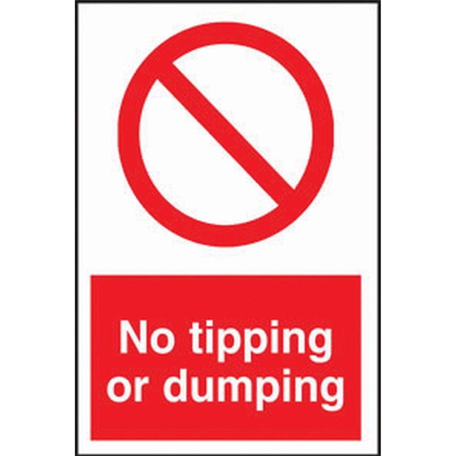 NO TIPPING SIGN 400X600MM RIGID PLASTIC     PR120R  AP9N