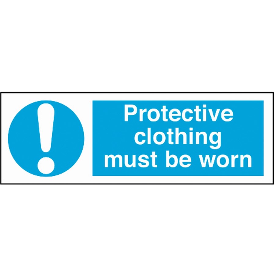 PROTECTIVE CLOTHING SIGN 300X100MM RIGID PLASTIC   AP9D