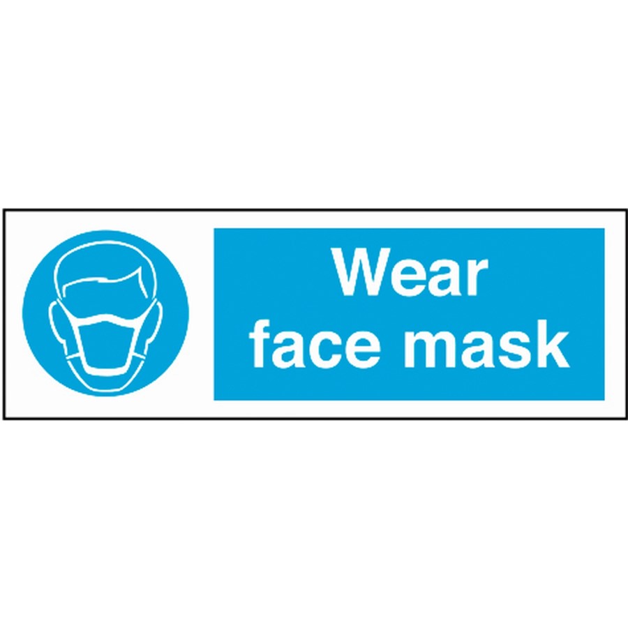 WEAR FACE MASK SIGN 300X100MM RIGID PLASTIC   AP9C