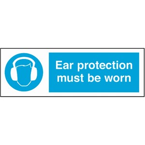 EAR PROTECTION SIGN 300X100MM RIGID PLASTIC      11405 AP9A