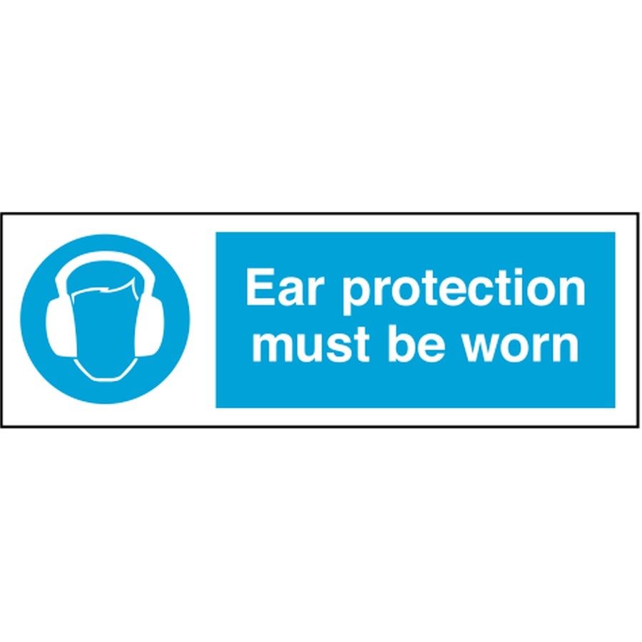 EAR PROTECTION SIGN 600X200MM RIGID PLASTIC       11407 AP9B