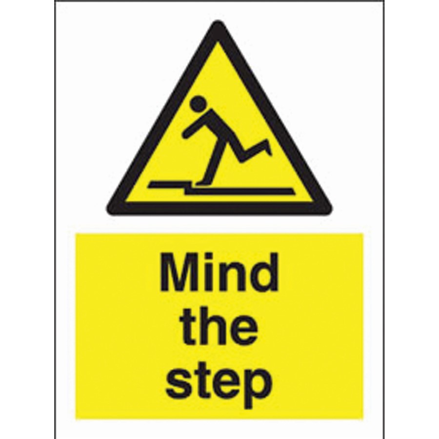 MIND THE STEP SIGN 200X300MM RIGID PLASTIC WA41R      AP10K