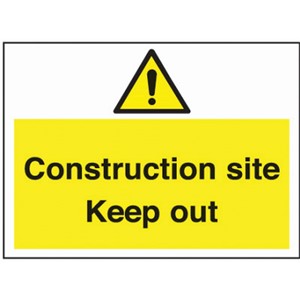 CONSTRUCTION SITE SIGN 600X450MM RIGID PLASTIC WA120R