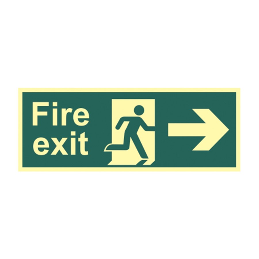 FIRE EXIT (MAN ARROW RIGHT) PHOTO-LUM RIGID 400 X 150MM