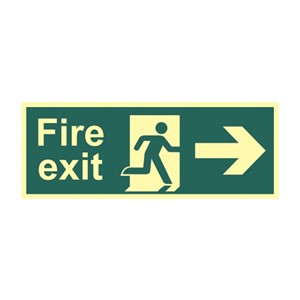 FIRE EXIT (MAN ARROW RIGHT) PHOTO-LUM RIGID 400 X 150MM