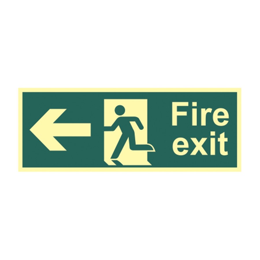 FIRE EXIT (MAN ARROW LEFT) PHOTO-LUM RIGID 400 X 150MM