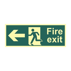 FIRE EXIT (MAN ARROW LEFT) PHOTO-LUM RIGID 400 X 150MM