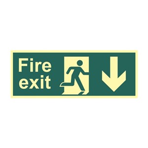 FIRE EXIT (MAN ARROW DOWN) PHOTO-LUM RIGID 400 X 150MM