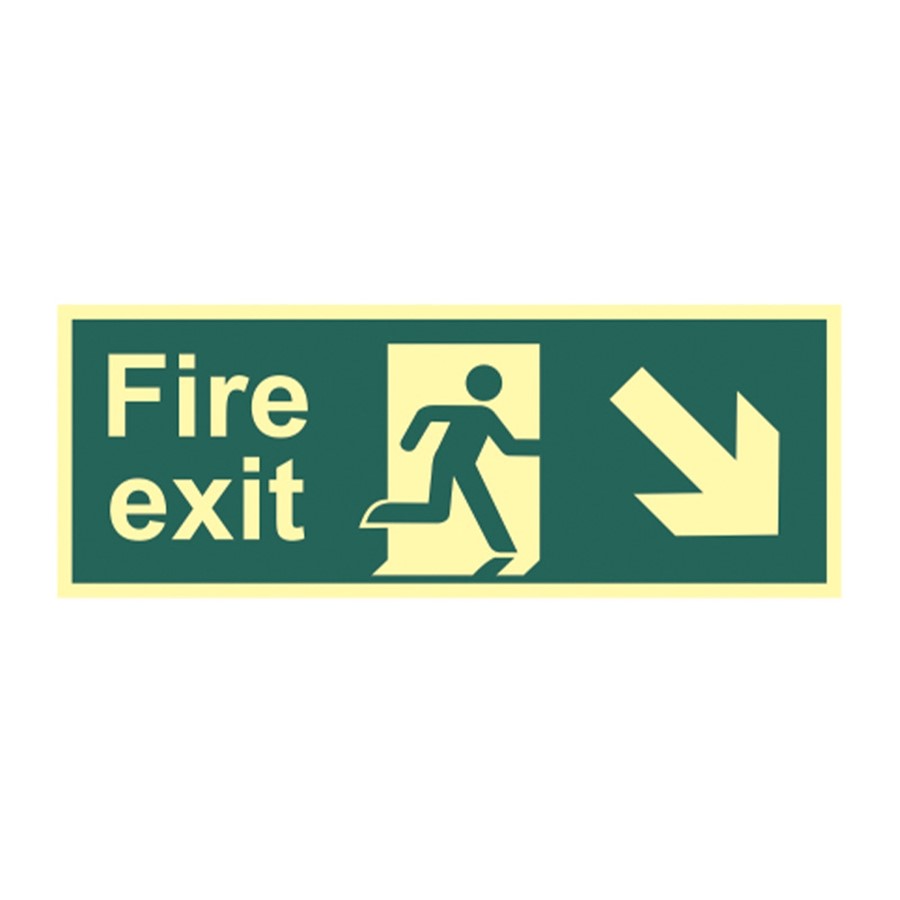 FIRE EXIT (MAN ARROW DOWN / RIGHT) PHOTO-LUM RIGID 400 X 150MM