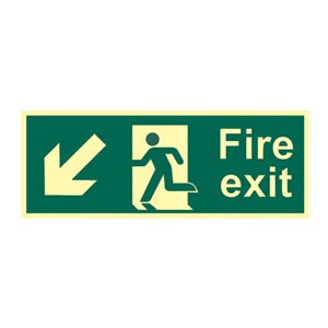 FIRE EXIT (MAN ARROW DOWN/LEFT) PHOTO-LUM RIGID 400 X 150MM