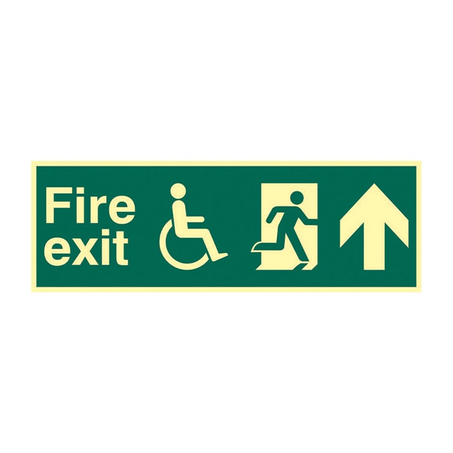 FISABLED FIRE EXIT (MAN ARROW UP) PHOTO-LUM RIGID 450 X 150MM