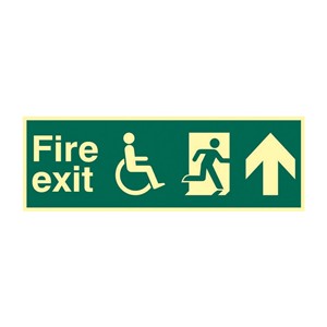 FISABLED FIRE EXIT (MAN ARROW UP) PHOTO-LUM RIGID 450 X 150MM