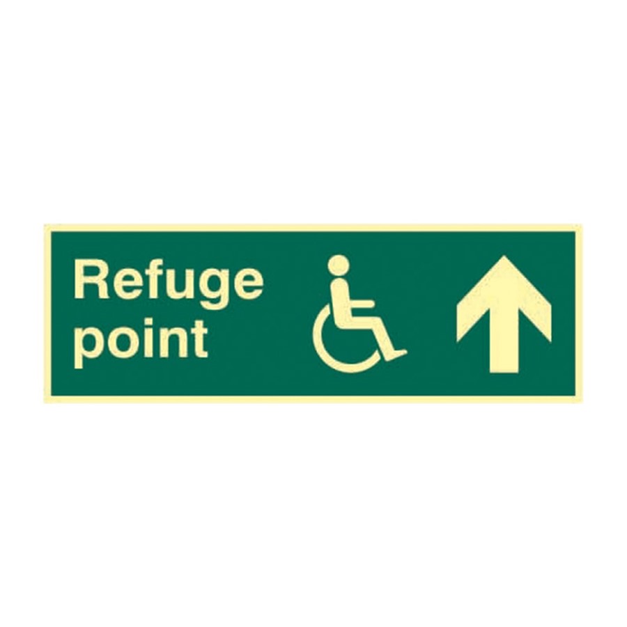 DISABLED REFUGE POINT (ARROW UP) PHOTO-LUM RIGID 450 X 150 MM