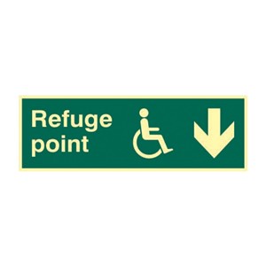 DISABLED REFUGE POINT (ARROW DOWN) PHOTO-LUM RIGID 450 X 150 MM