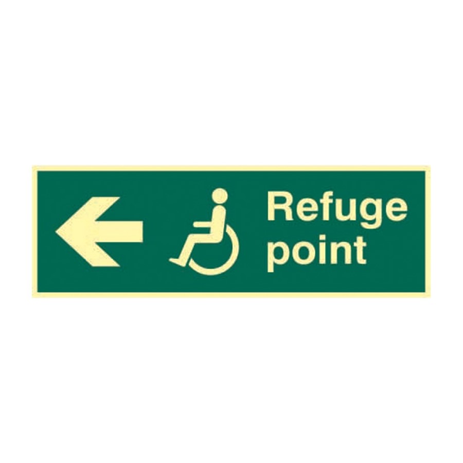 DISABLED REFUGE POINT (ARROW LEFT) PHOTO-LUM RIGID 450 X 150MM