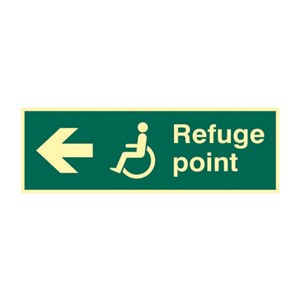 DISABLED REFUGE POINT (ARROW LEFT) PHOTO-LUM RIGID 450 X 150MM