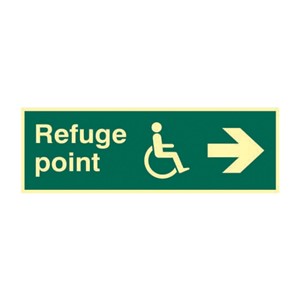 DISABLED REFUGE POINT (ARROW LEFT) PHOTO-LUM RIGID 450 X 150 MM