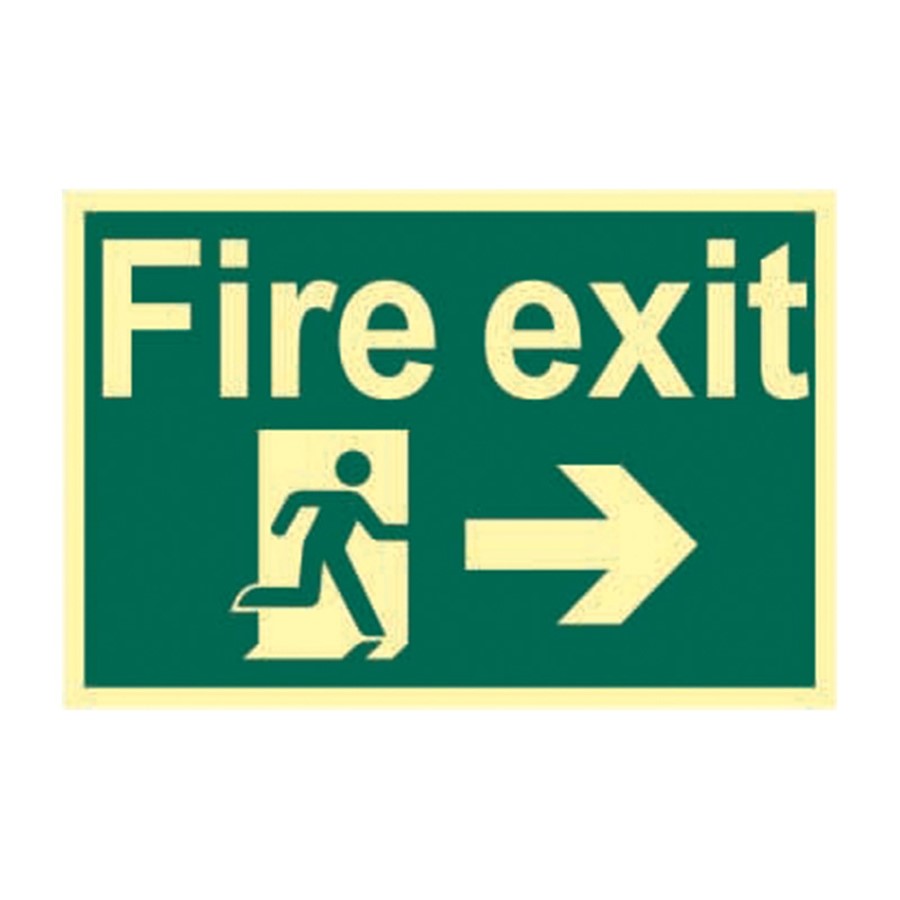 FIRE EXIT (MAN ARROW RIGHT) PHOTO-LUM RIGID 300 X 200 MM