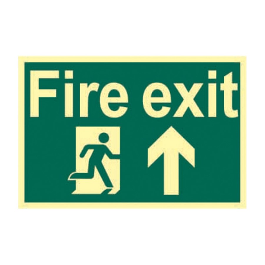 FIRE EXIT (MAN ARROW UP) PHOTO-LUM RIGID 300 X 200 MM