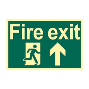 FIRE EXIT (MAN ARROW UP) PHOTO-LUM RIGID 300 X 200 MM