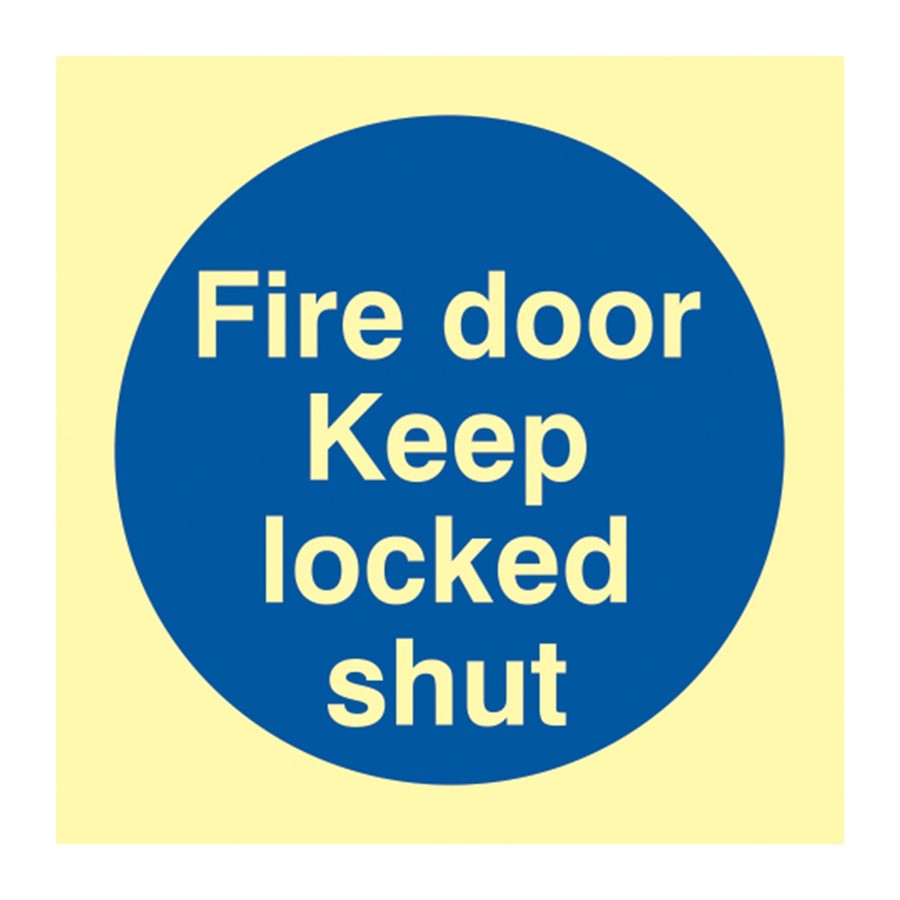 FIRE DOOR KEEP LOCKED SHUT PHOTO-LUM RIGID 100X100MM