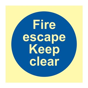 FIRE ESCAPE KEEP CLEAR PHOTO-LUM RIGID 100X100MM