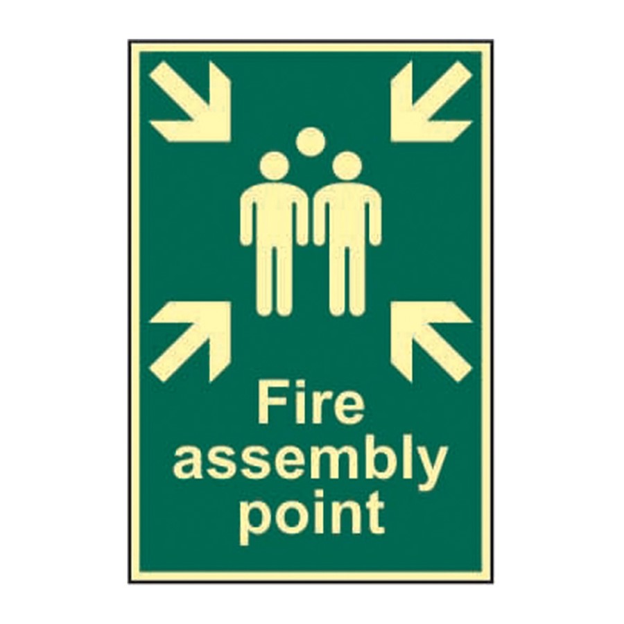FIRE ASSEMBLY POINT SIGN PHOTO-LUM RIGID PVC 200X300MM