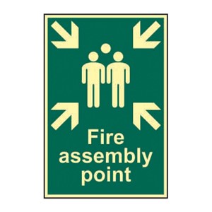 FIRE ASSEMBLY POINT SIGN PHOTO-LUM RIGID PVC 200X300MM