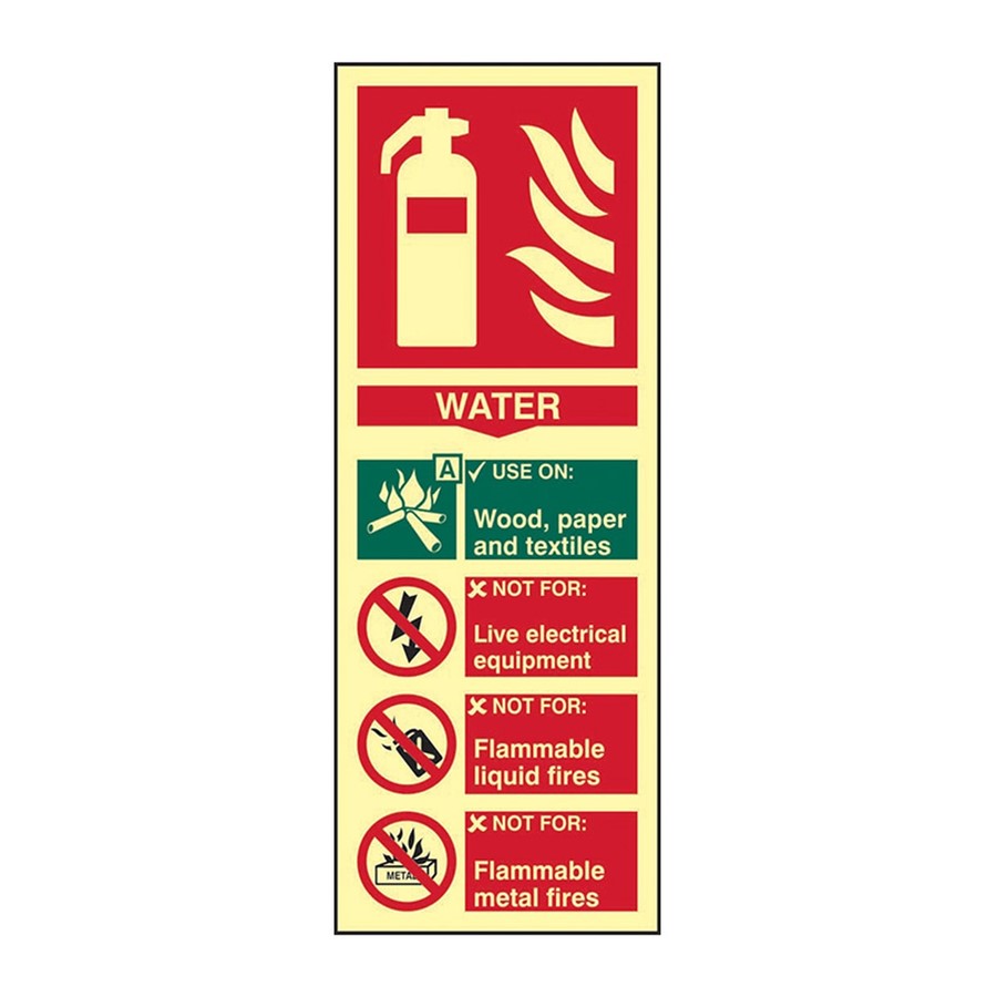 FIRE EXTINGUISHER (WATER) SIGN PHOTO-LUM RIGID 200X75MM