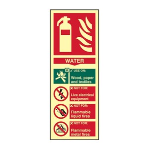 FIRE EXTINGUISHER (WATER) SIGN PHOTO-LUM RIGID 200X75MM