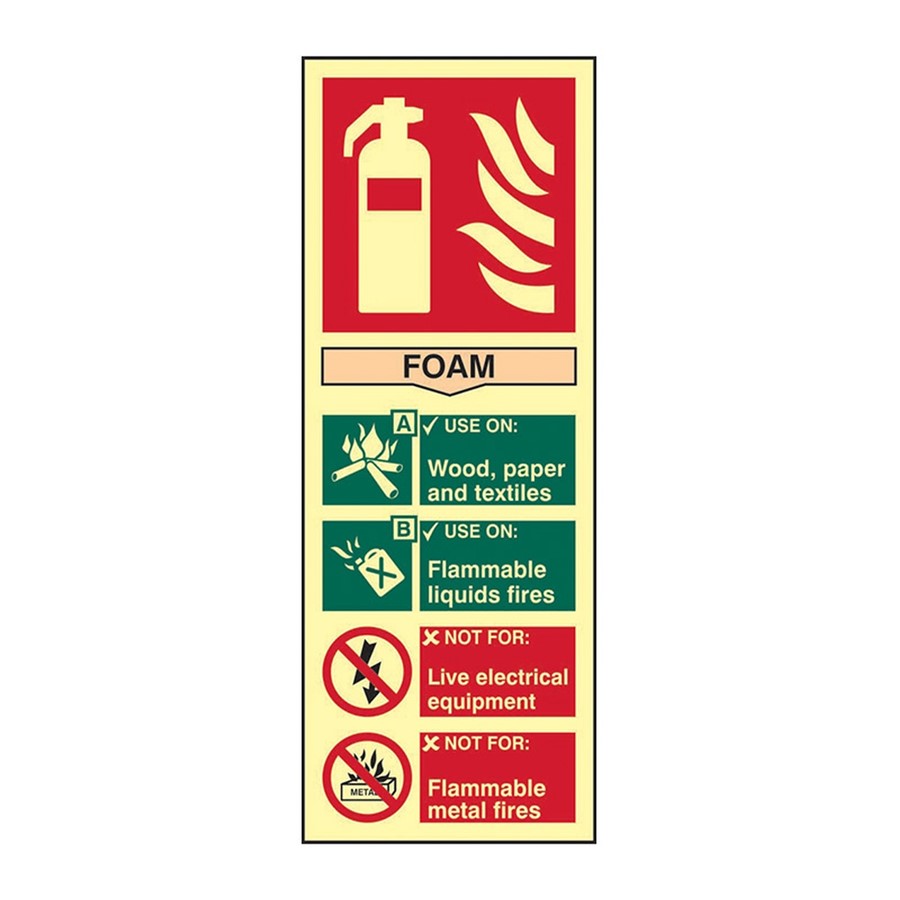 FIRE EXTINGUISHER (FOAM) SIGN PHOTO-LUM RIGID 200X75MM