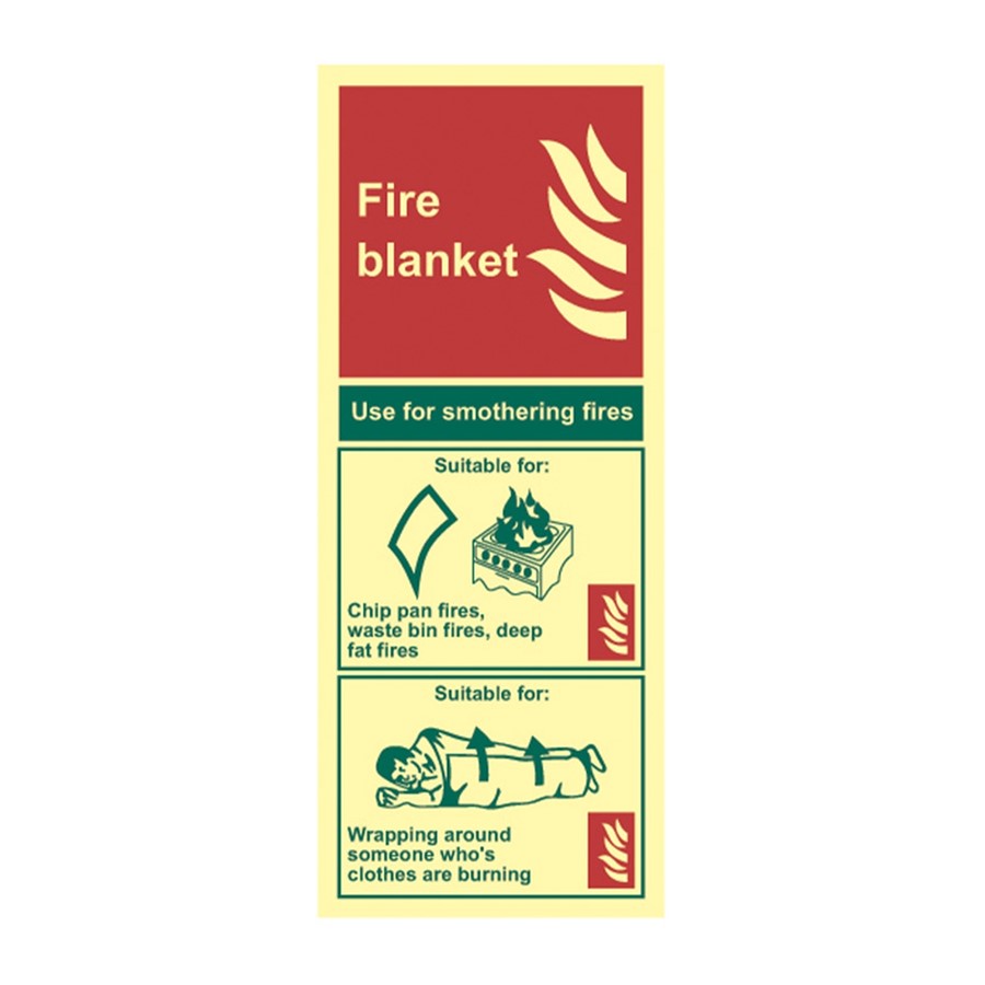 FIRE BLANKET INSTRUCTION SIGN PHOTO-LUM RIGID 202X82MM